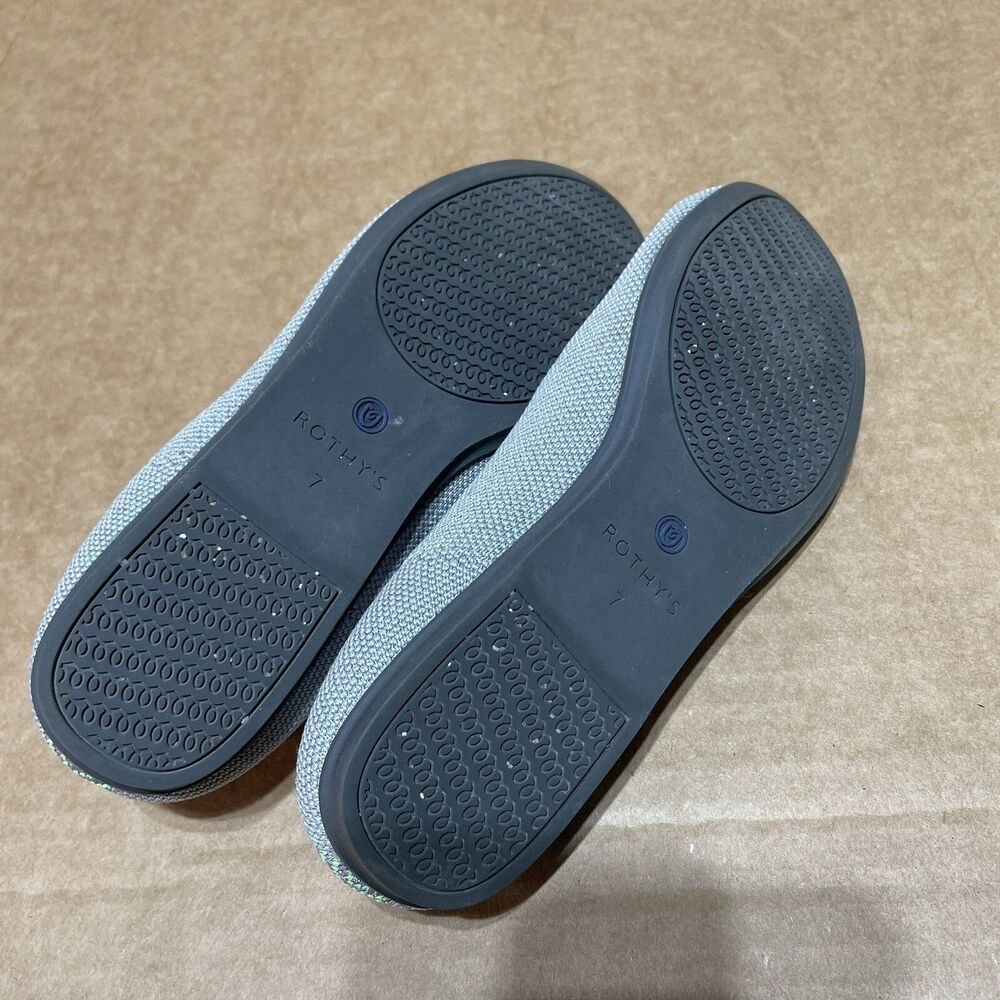 Rothy's The Flat Gray Ballet Flats Round Toe Womens Size 7 Dot Green EUC! - Picture 7 of 9